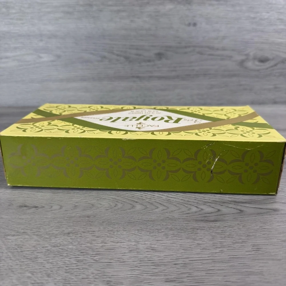 Vintage Facelle Royale Yellow 3 Ply Facial Tissues Box 70 Count 1969 Canada